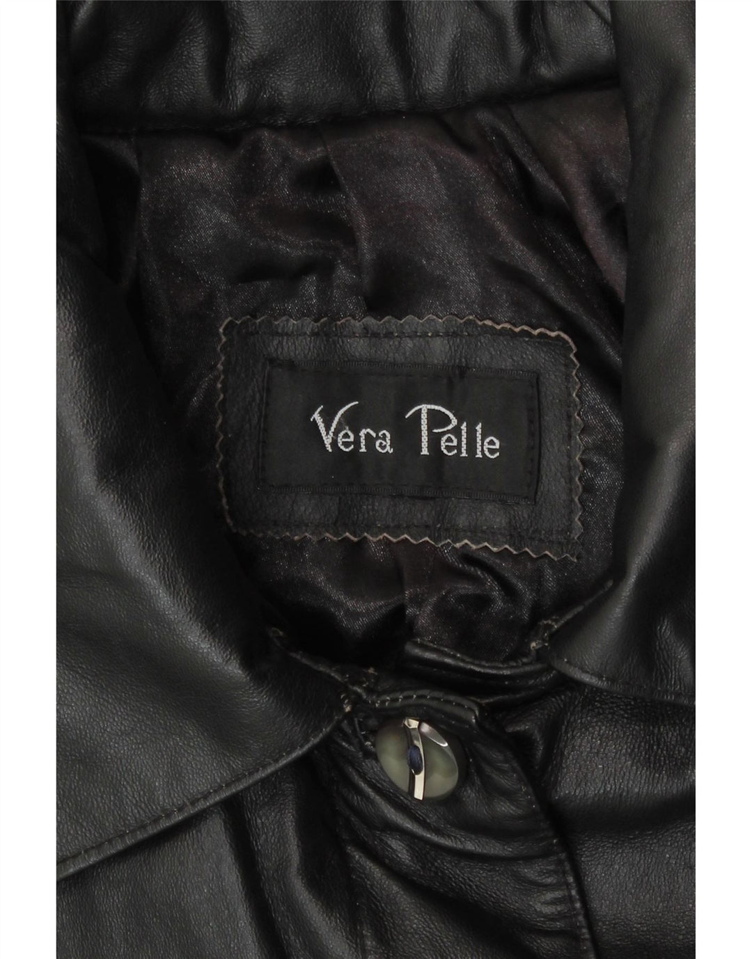Vintage Γυναικείο Loose Fit Leather Coat UK 14 Medium Black Leather