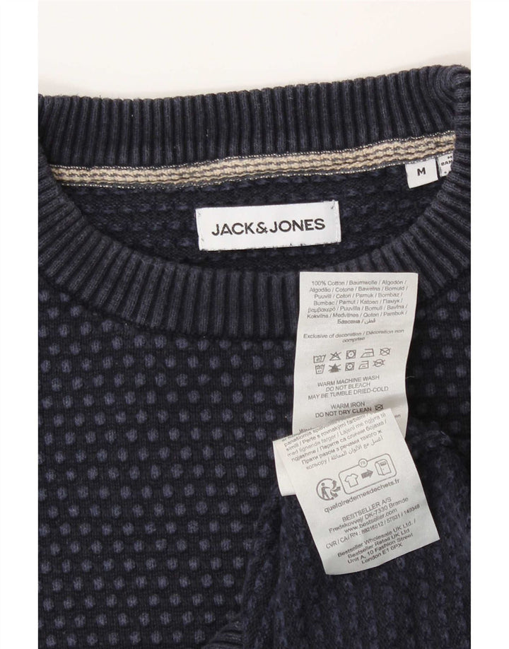 Jack & Jones Ανδρικό πουλόβερ με λαιμόκοψη με μεσαίο ναυτικό μπλε πουά