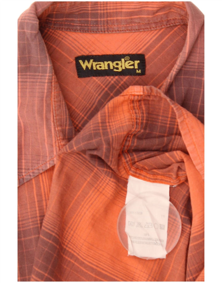 Ανδρικό κοντομάνικο πουκάμισο Wrangler, μεσαίο πορτοκαλί, καρό βαμβακερό