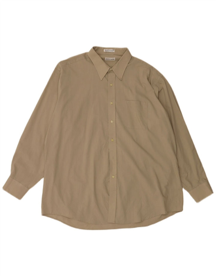 Ανδρικό πουκάμισο Pierre Cardin 18 XL Μπεζ βαμβακερό
