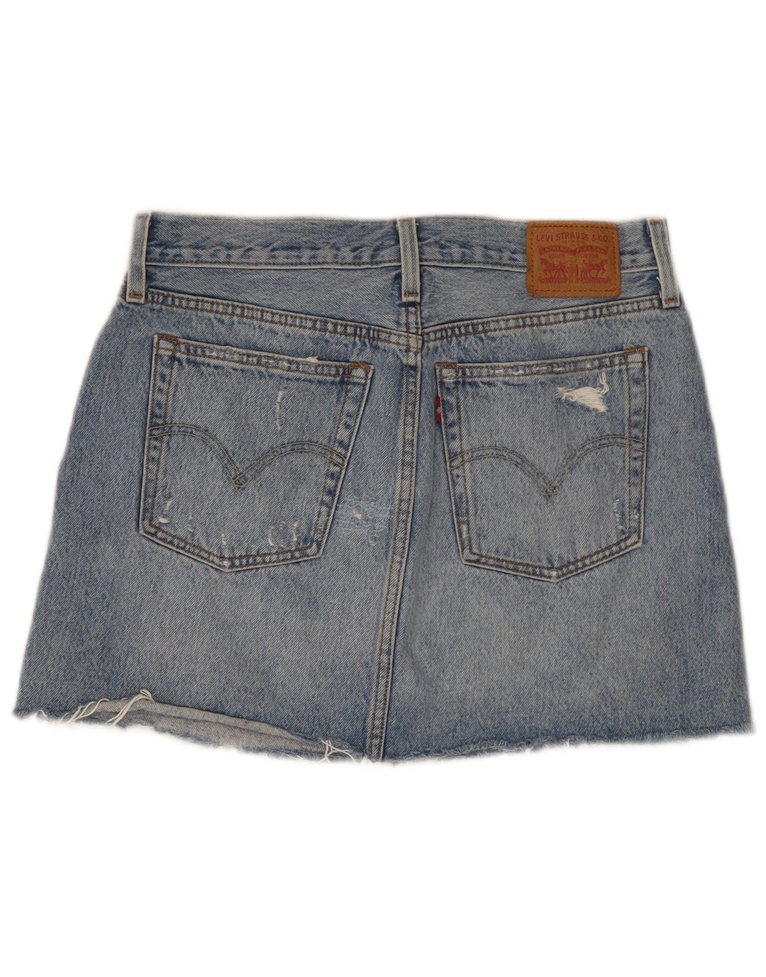 Γυναικεία Μίνι τζιν φούστα ταλαιπωρημένη Levi's W28 Μεσαίο μπλε βαμβακερό