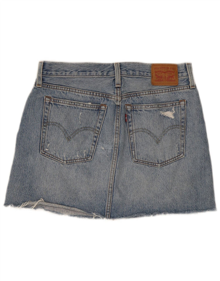 Γυναικεία Μίνι τζιν φούστα ταλαιπωρημένη Levi's W28 Μεσαίο μπλε βαμβακερό