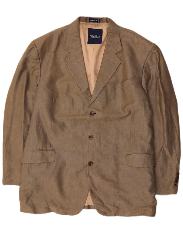 NAUTICA Ανδρικό σακάκι σακάκι με 3 κουμπιά UK 46 3XL Γκρι λινό