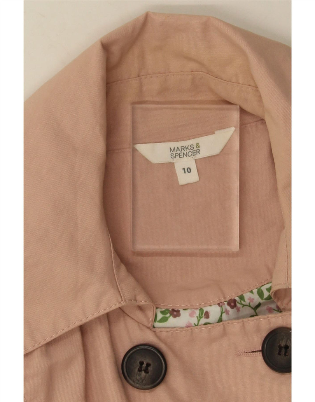 Marks & Spencer Γυναικεία καμπαρντίνα UK 10 Small Pink Cotton
