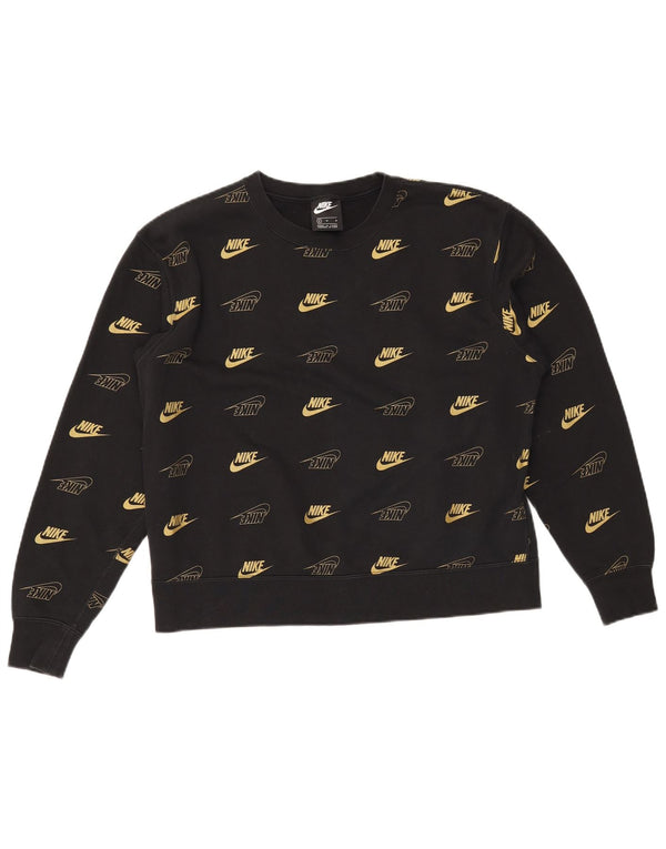 Γυναικείο γραφικό φούτερ NIKE Jumper UK 14 μεσαίο μαύρο βαμβακερό