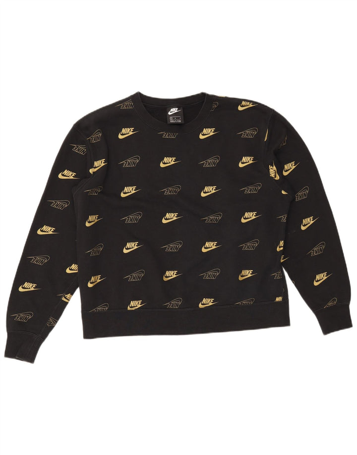 Γυναικείο γραφικό φούτερ NIKE Jumper UK 14 μεσαίο μαύρο βαμβακερό