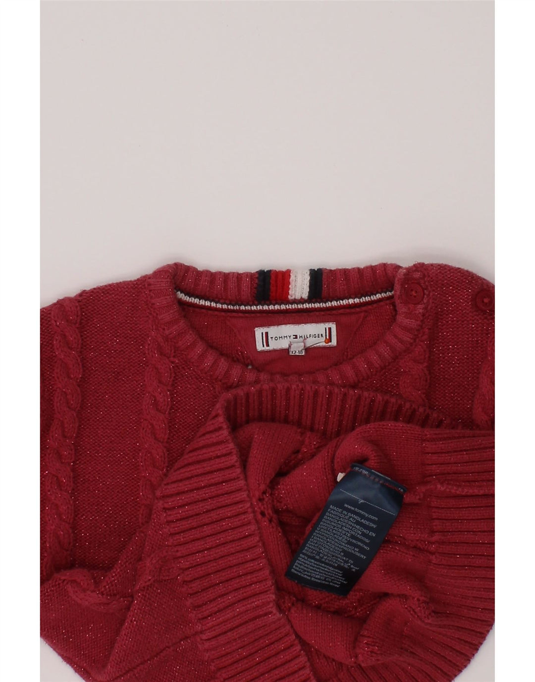 TOMMY HILFIGER Baby Girls Boat Neck Jumper πουλόβερ 12-18 μηνών μπορντό