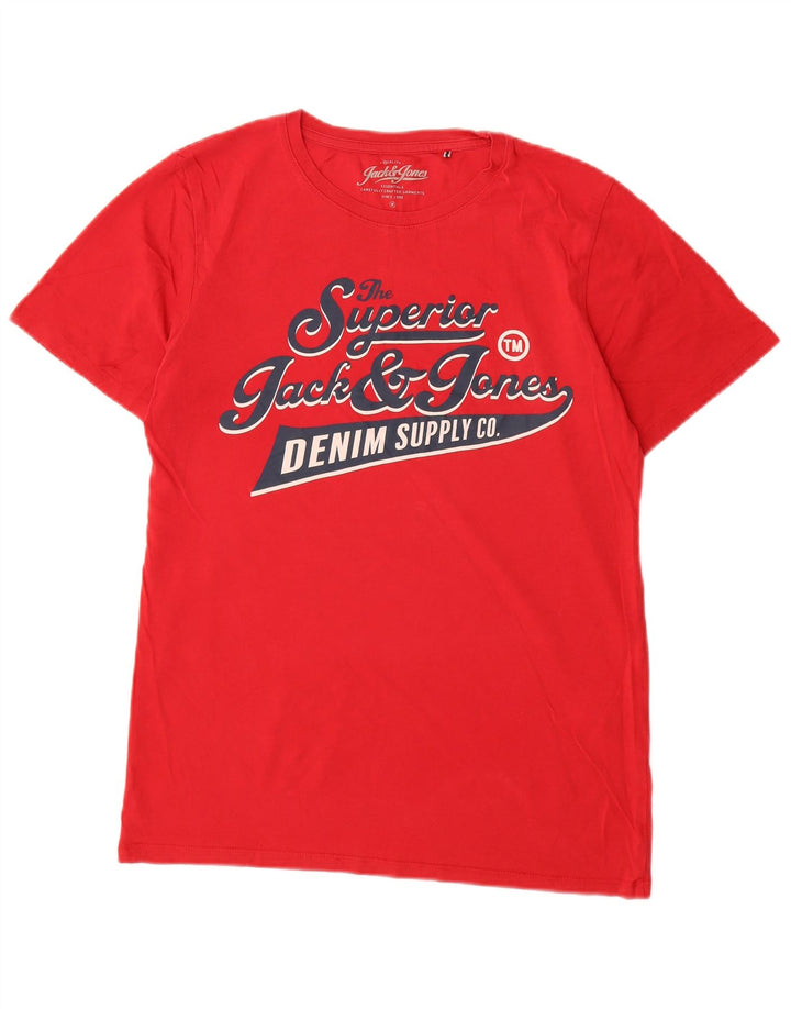 Jack & Jones Ανδρικό T-Shirt Denizen Γραφικό Μπλουζάκι μεσαίο κόκκινο βαμβακερό