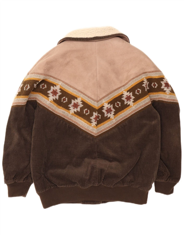 Pull & Bear Γυναικείο σακάκι Sherpa Corduroy UK 10 Small Brown Colourblock