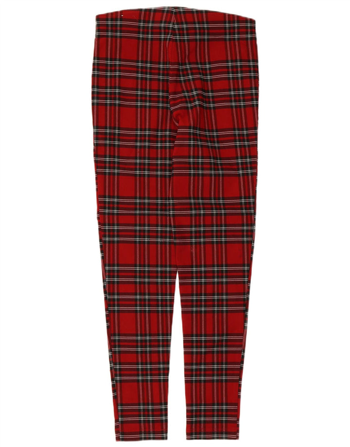 Zara Γυναικείο Slim Casual Παντελόνι Medium W28 L26 Red Check Viscose