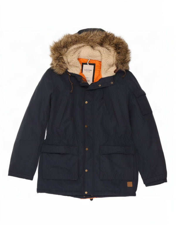 Jack & Jones Ανδρικό μπουφάν Parka με κουκούλα UK 42 XL Navy Blue Cotton