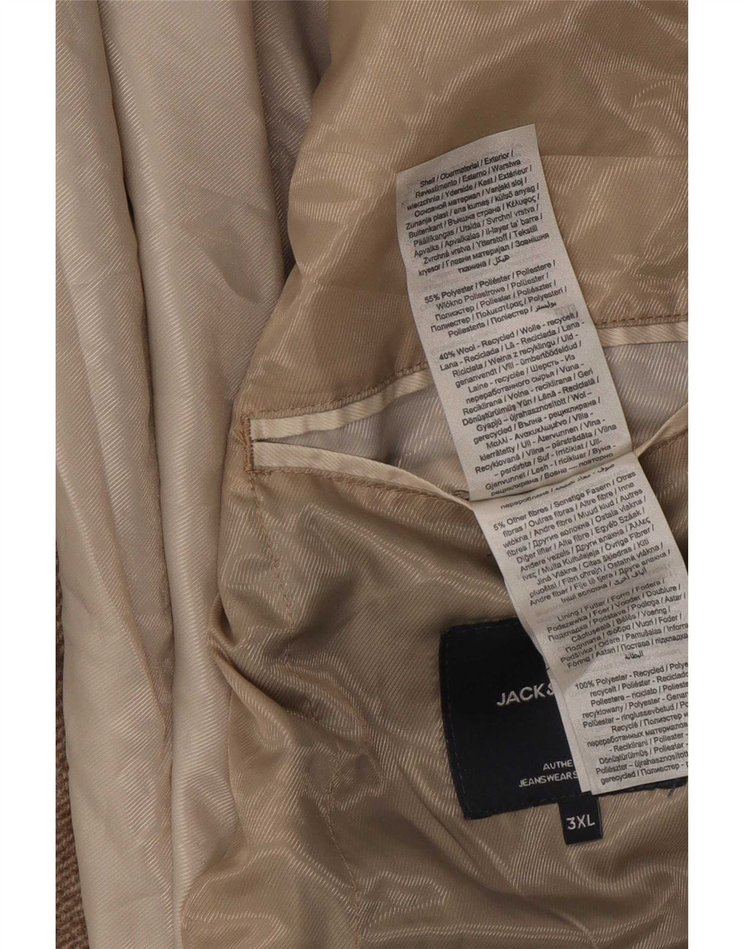 Ανδρικό παλτό Jack & Jones UK 46 3XL Beige Polyester