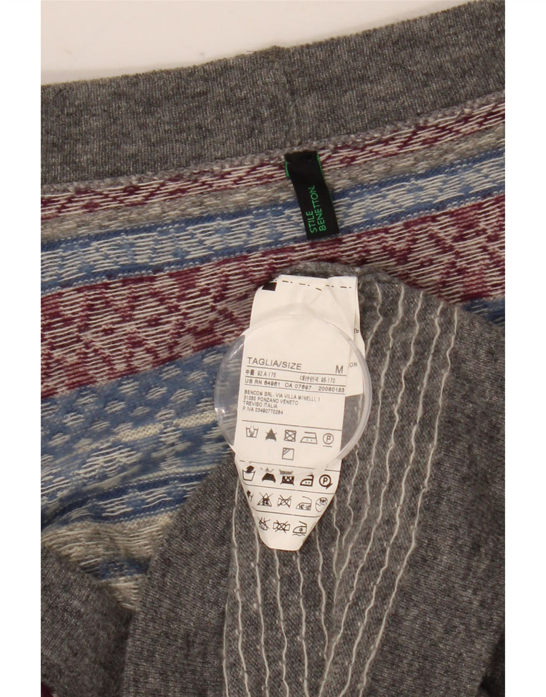 Γυναικείο πουλόβερ Benetton Cardigan UK 14 Medium Grey Fair Isle Wool