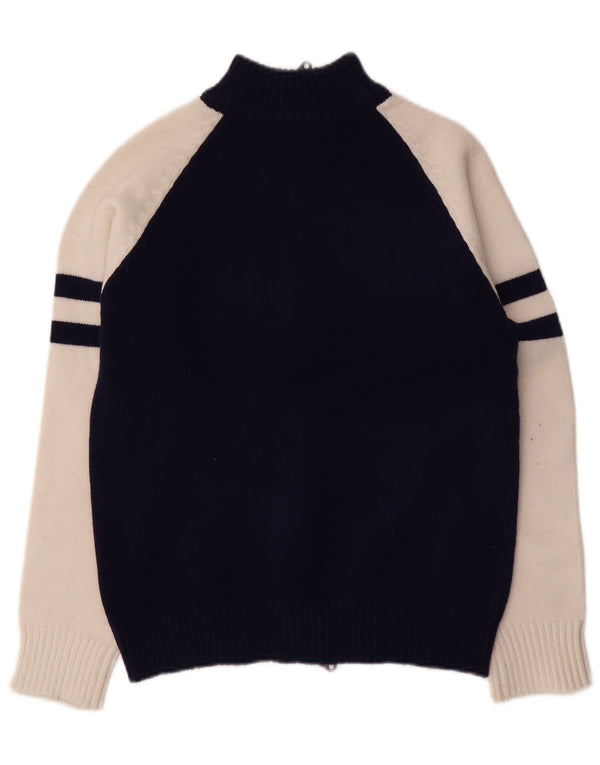 Γυναικείο πουλόβερ VINTAGE γραφικό ζακέτα UK 14 Medium Navy Blue Colourblock