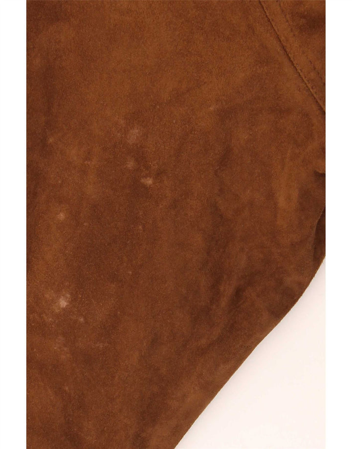 Vintage Ανδρικό Suede Bomber Jacket IT 54 2XL Καφέ Δερμάτινο