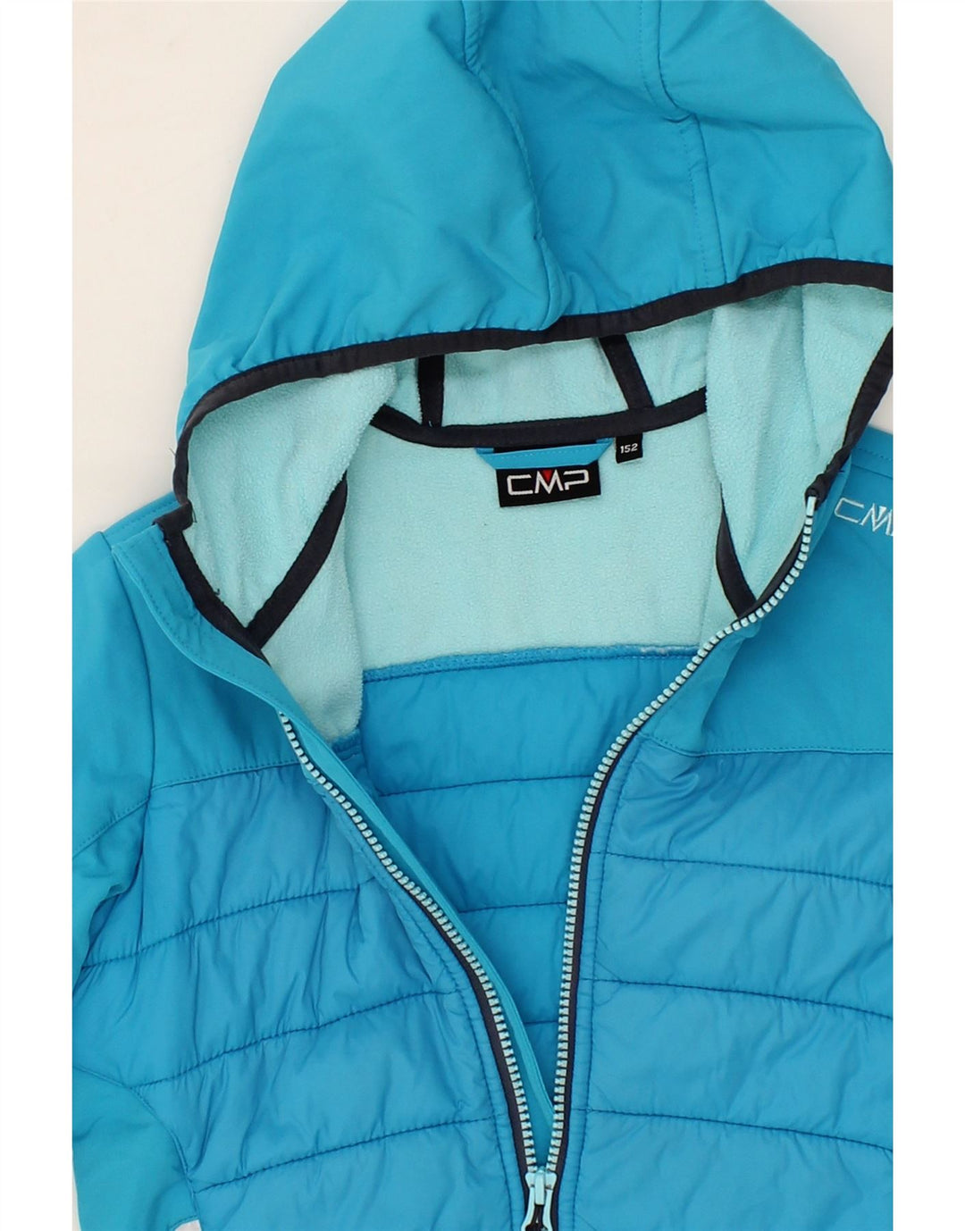 CMP Girls Hooded Padded Jacket 11-12 Years Blue Polyester Vintage CMP and Second-Hand CMP from Messina Hembry 