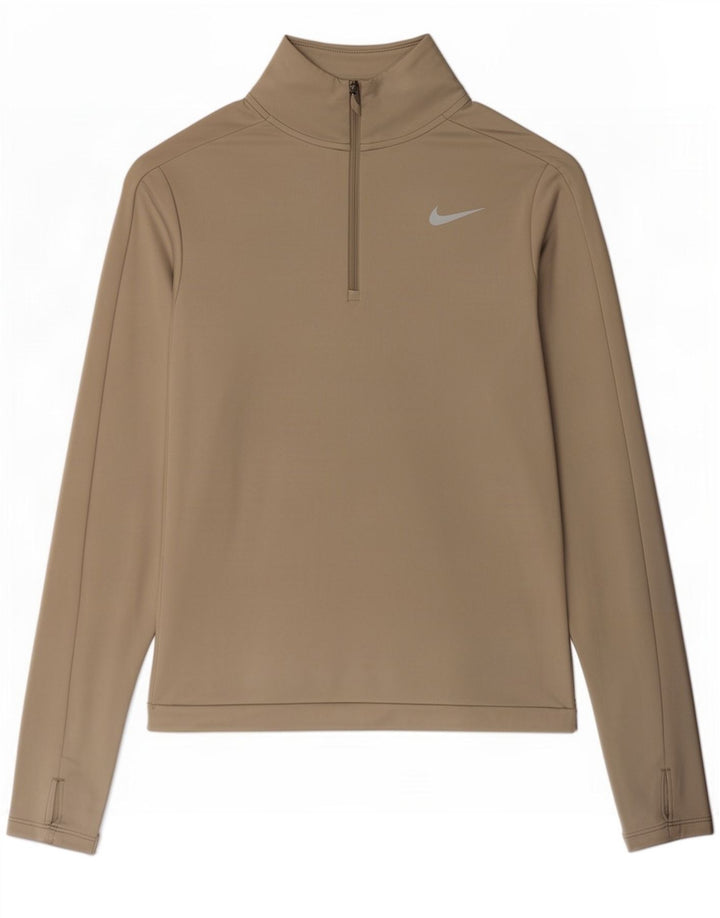 Γυναικεία φόρμα πουλόβερ με φερμουάρ Nike Dri Fit Top UK 6 XS Grey Polyester