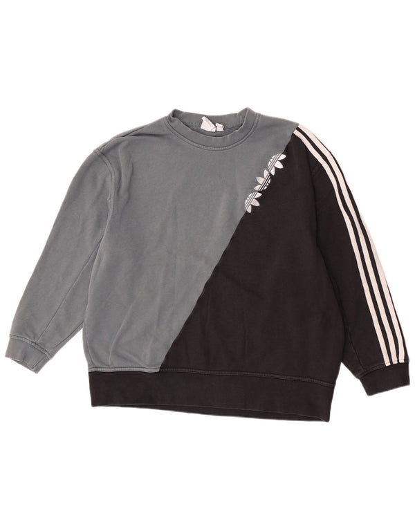 Adidas Womens Graphic Sweatshirt Jumper UK 12 Medium Grey Colourblock