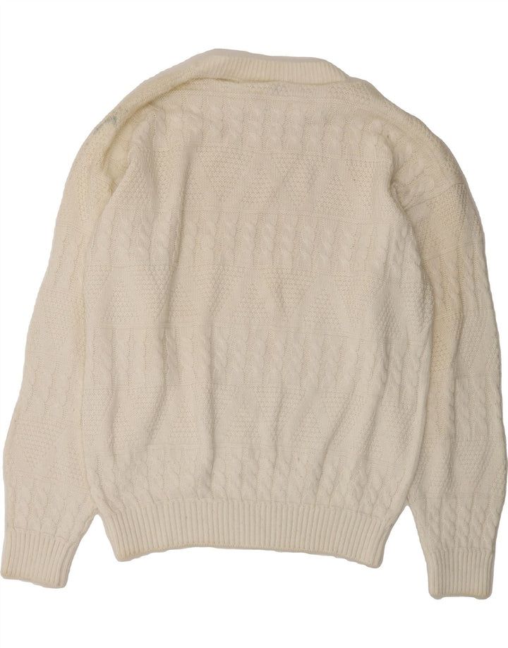 HENRY MORELL Mens Crew Neck Jumper Sweater Large Off White Vintage Henry Morell and Second-Hand Henry Morell from Messina Hembry 