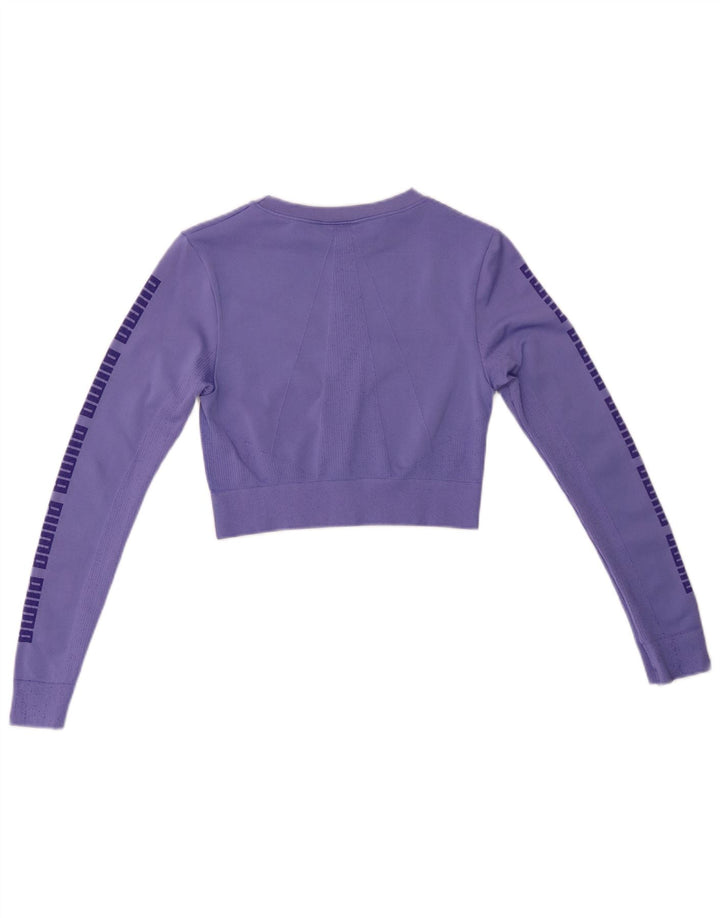 PUMA Γυναικείο Crop Graphic Top Μακρυμάνικο UK 8 Small Purple