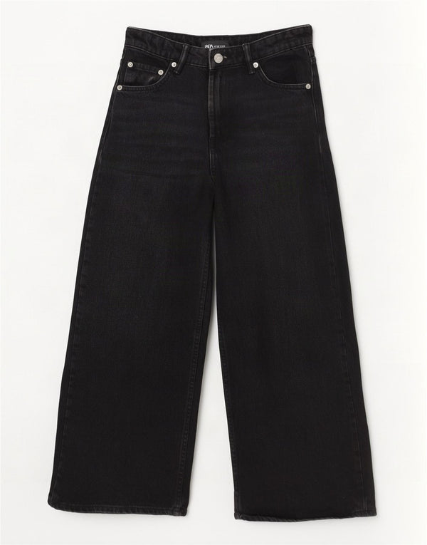 Zara γυναικείο ψηλό ψηλό φαρδύ τζιν EU 36 XS W26 L25 μαύρο βαμβακερό