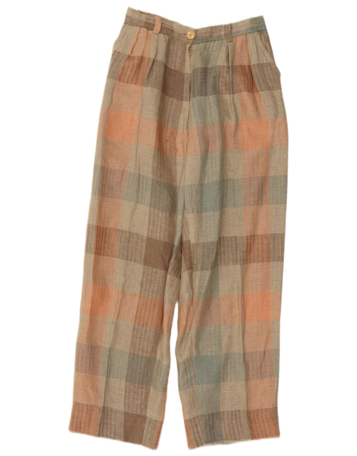 Vintage γυναικείο παντελόνι Chino με καρφίτσες W26 L26 Πολύχρωμο Gingham