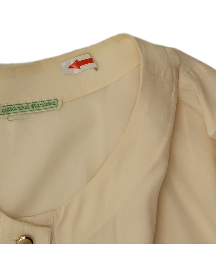 Vintage γυναικείο πουκάμισο μπλούζα UK 14 Medium Off White Silk
