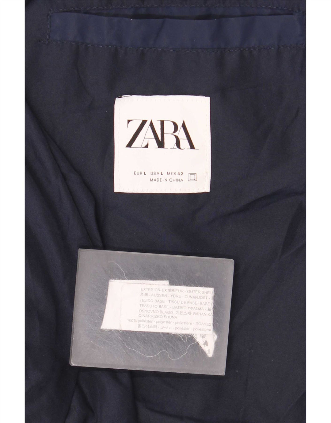 Zara Ανδρικό Bomber Jacket UK 40 Large Navy Blue Polyester