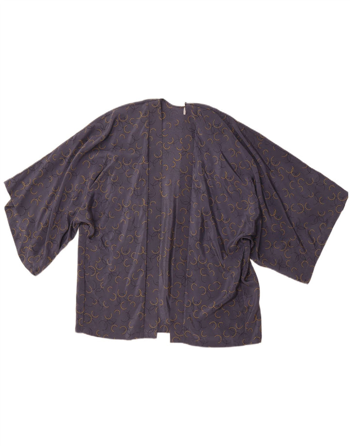 ΠΡΟΛΟΓΟΣ Γυναικεία κοντομάνικη ζακέτα τοπ UK 18 XL Γκρι γεωμετρικό μετάξι