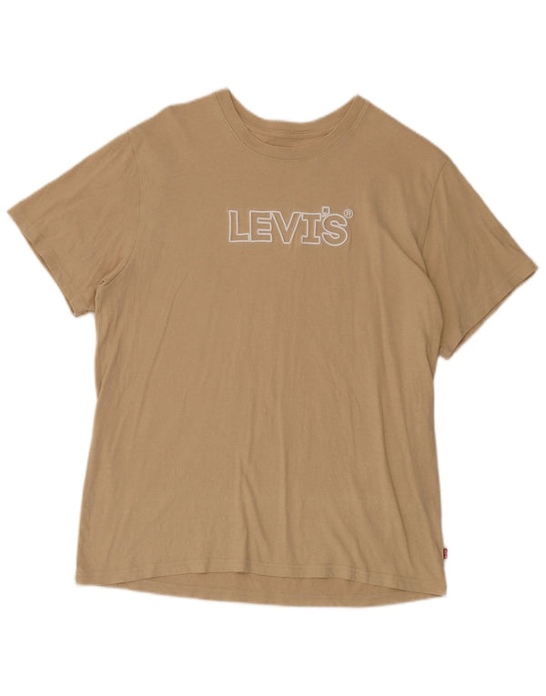 Levi's Mens Relaxed Fit Graphic T-Shirt Top Medium Beige Cotton