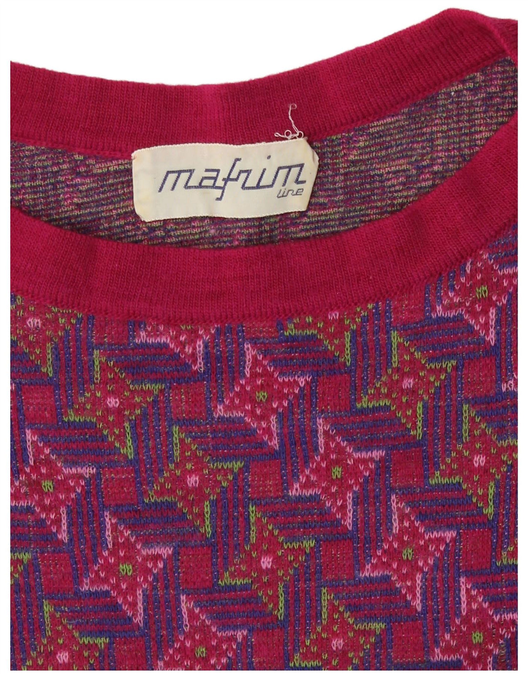 Vintage γυναικείο Abstract Pattern πουλόβερ με λαιμόκοψη UK 10 Small Multic