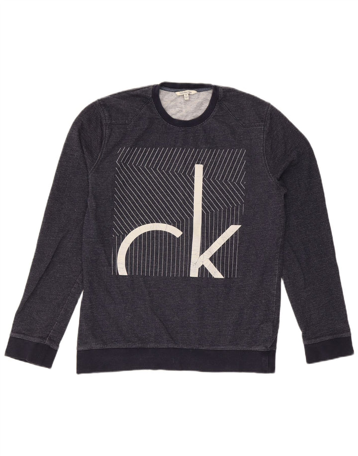 Ανδρικό γραφικό φούτερ Calvin Klein Jeans Jumper Medium Navy Blue