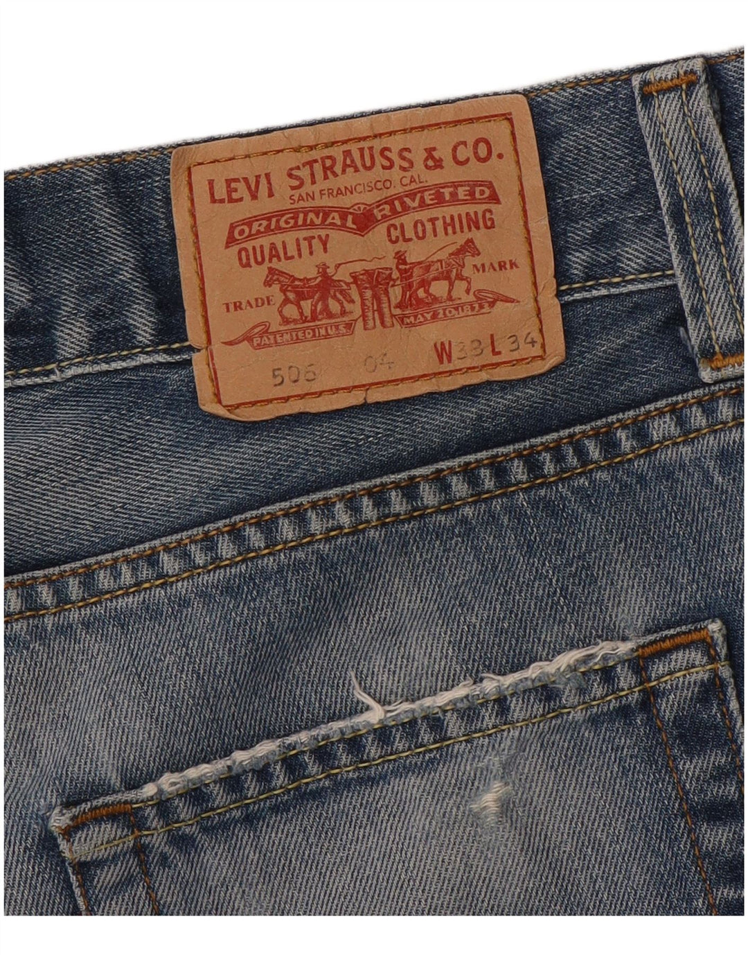 Levi's Mens 506 Distressed Standard Fit Straight Jeans W33 L30 Blue