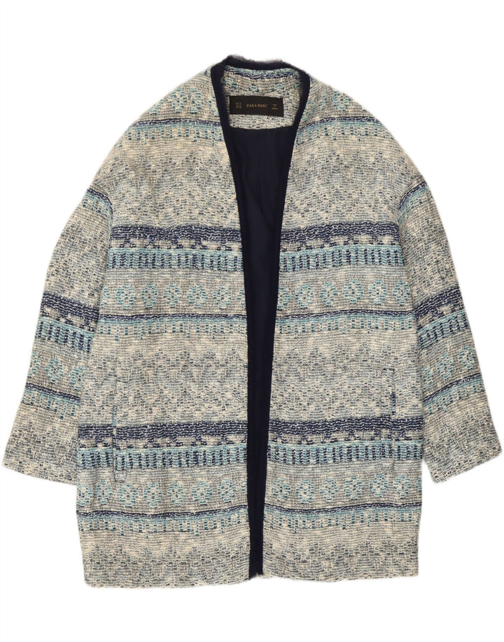 Zara Γυναικείο Ανοιχτό Πανωφόρι UK 12 Medium Blue ριγέ