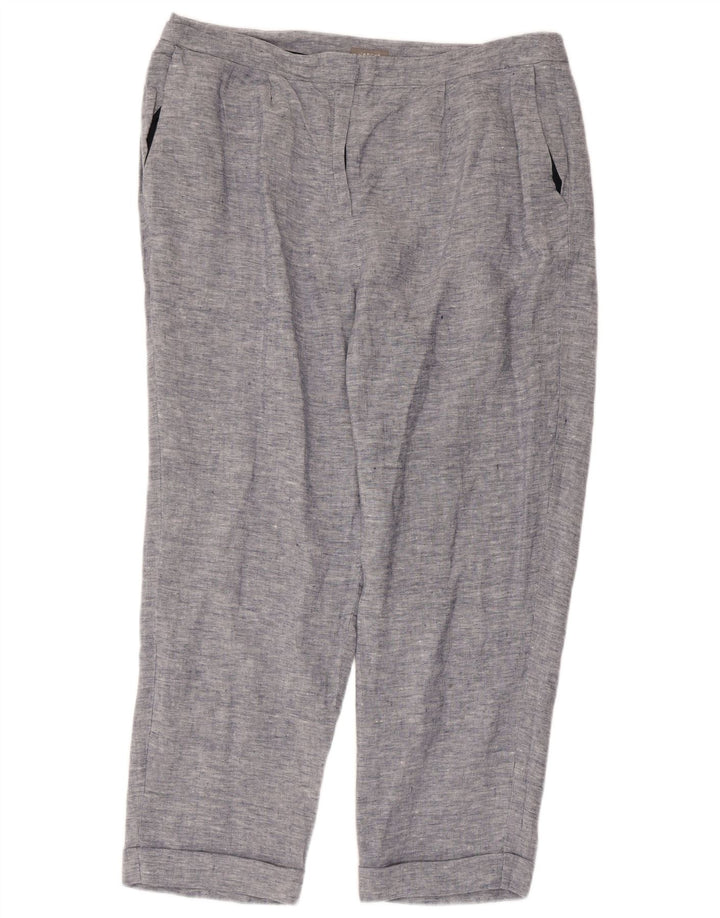 JAEGER Γυναικείο ίσιο κομμένο παντελόνι UK 16 μεγάλο W36 L25 μπλε λινό