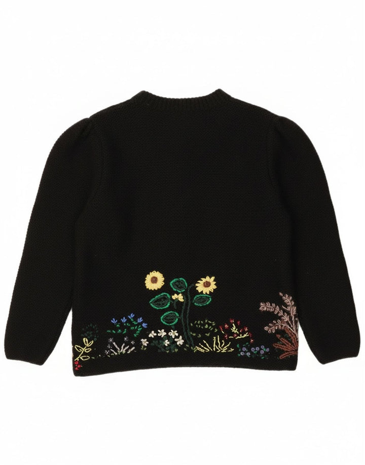 Vintage Γυναικείο πουλόβερ με ζακέτα EU 40/42 Μεσαίο μαύρο φλοράλ μαλλί