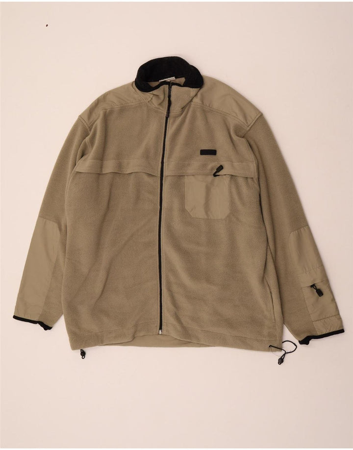 Asics Ανδρικό Fleece Jacket UK 44 2XL Khaki Colourblock