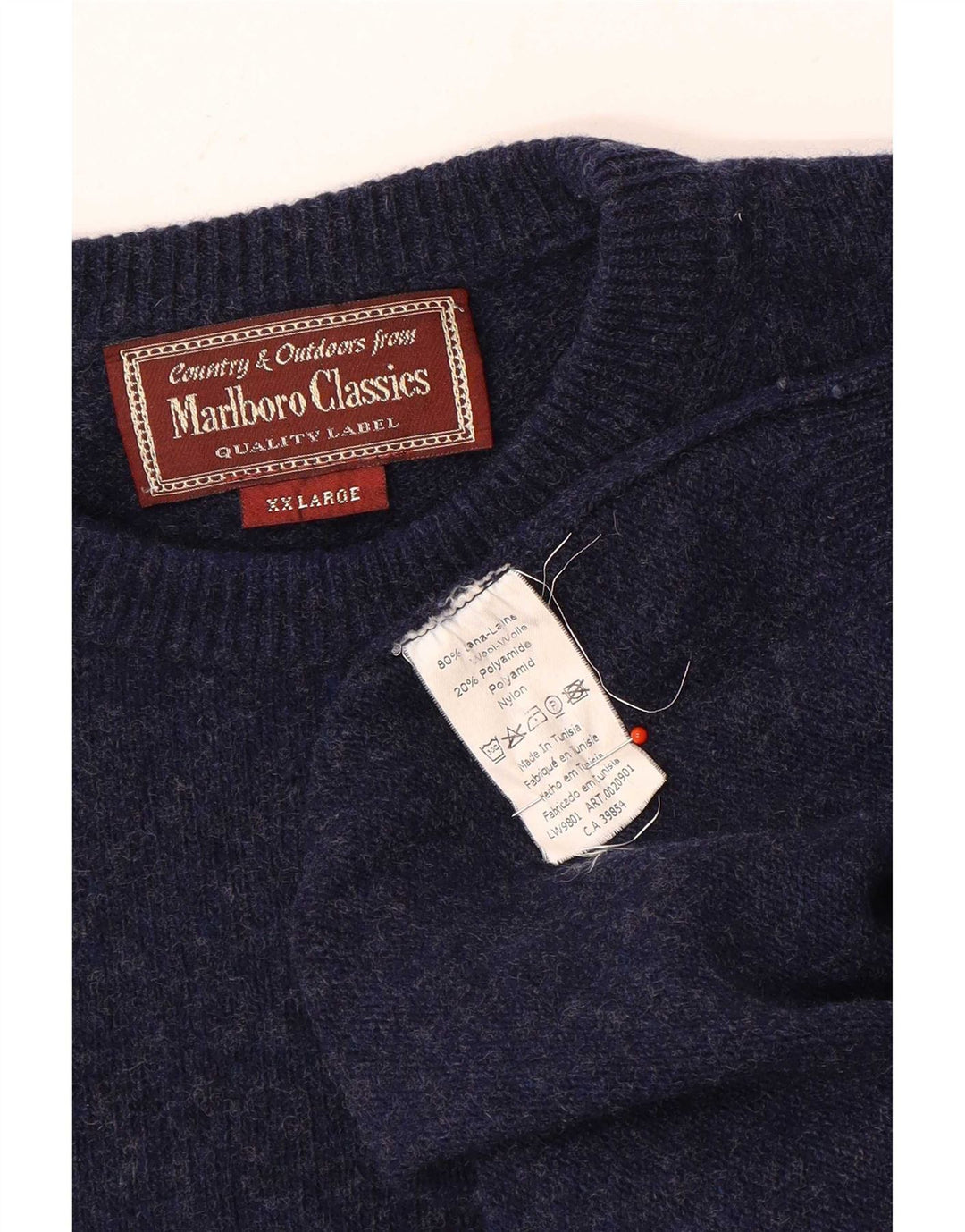 Ανδρικό πουλόβερ Marlboro Classics Crew Neck Jumper 2XL Navy Blue Wool