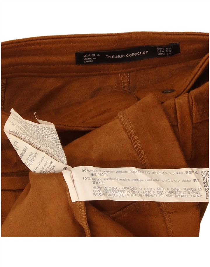 Zara Γυναικεία Μίνι Φούστα Trafaluc XS W24 Καφέ Πολυεστέρας