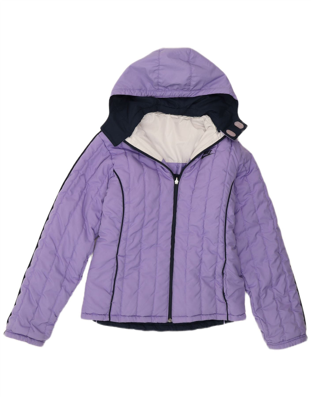 Nike Girls Hooded Jacket 13-14 Years XL Purple Colorblock Polyester