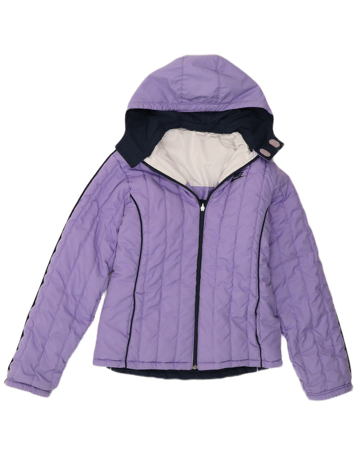 Nike Girls Hooded Jacket 13-14 Years XL Purple Colorblock Polyester