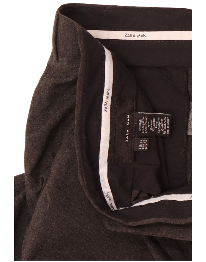 Zara Ανδρικό ίσιο παντελόνι EU 46 XL W36 L29 Γκρι πολυεστέρας