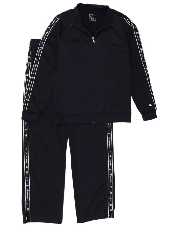 Champion Womens Graphic Full Tracksuit UK 16 Large Navy Blue Polyester
