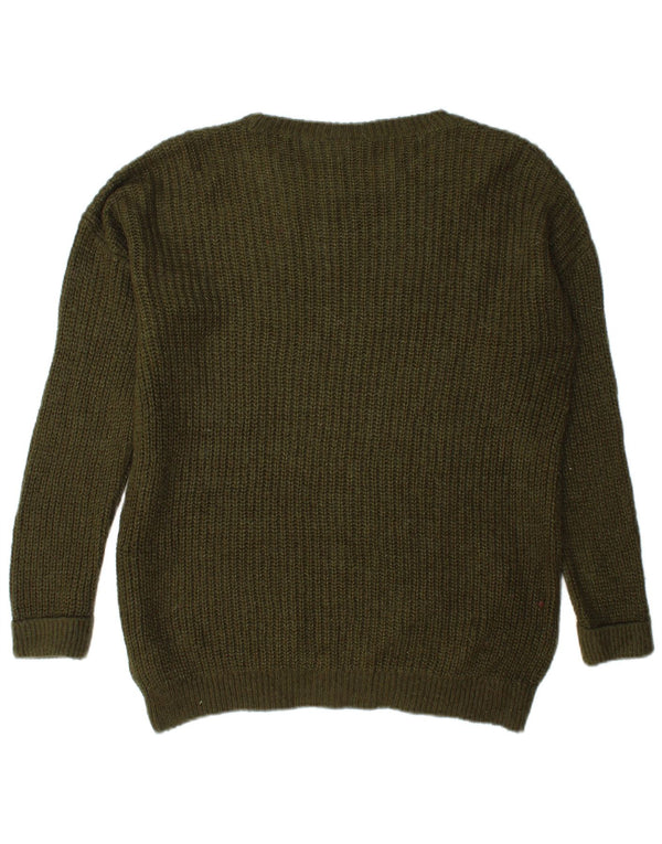 Topshop Γυναικείο πουλόβερ υπερμεγέθους Boat Neck Jumper UK 6 XS Khaki Acrylic
