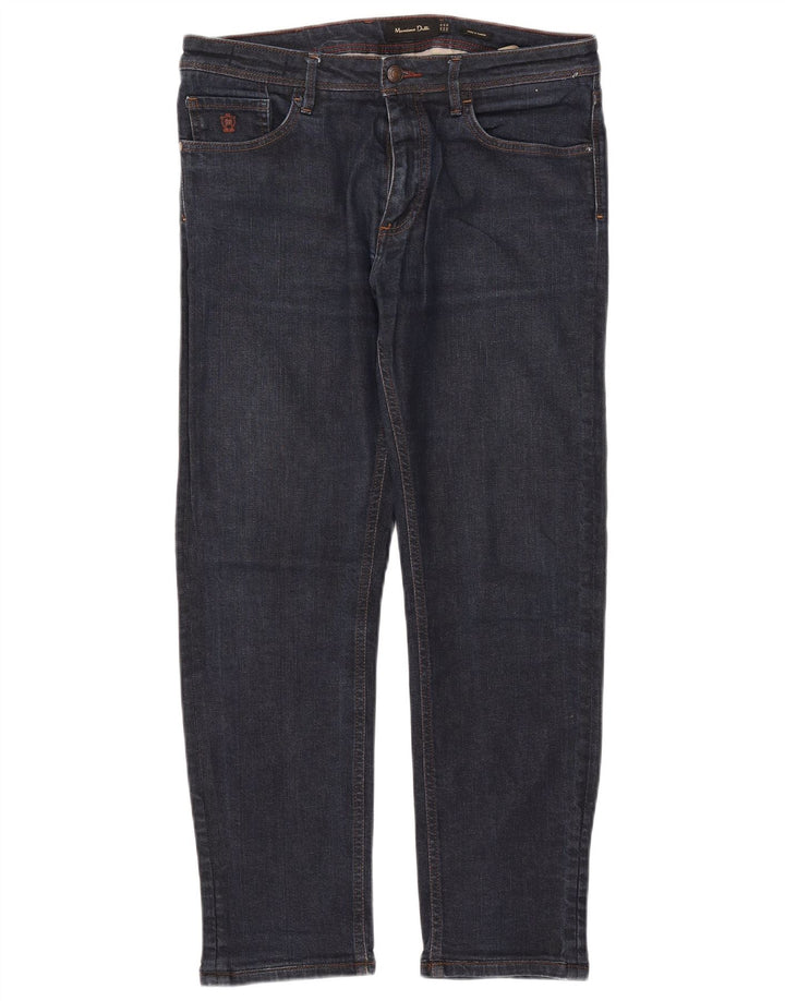 Massimo Dutti Ανδρικό Slim Jeans EU 42 Large W32 L28 Navy Blue Cotton