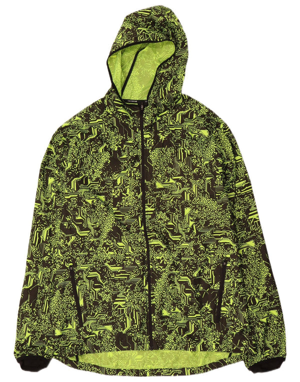 Nike Mens Running Hooded Rain Jacket UK 42 XL Green Geometric Polyester