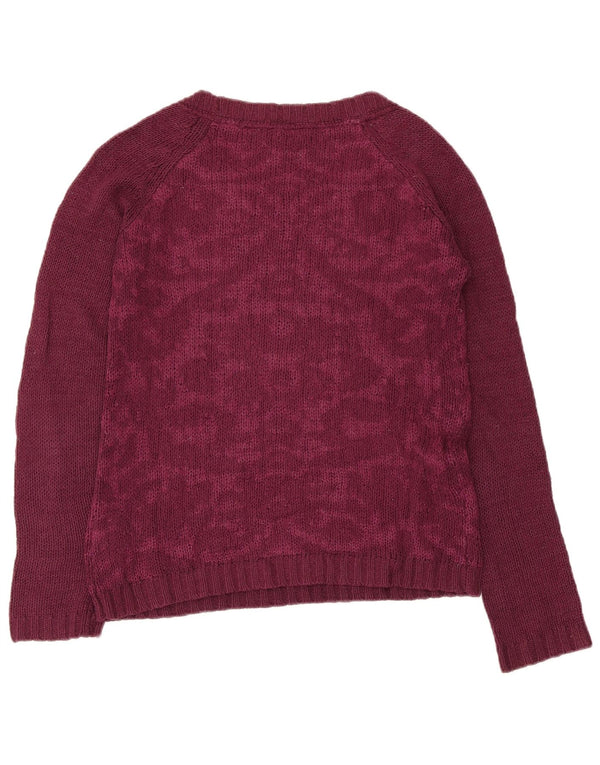 Fat Face Γυναικείο πουλόβερ με λαιμό σκάφος UK 8 Small Burgundy Paisley