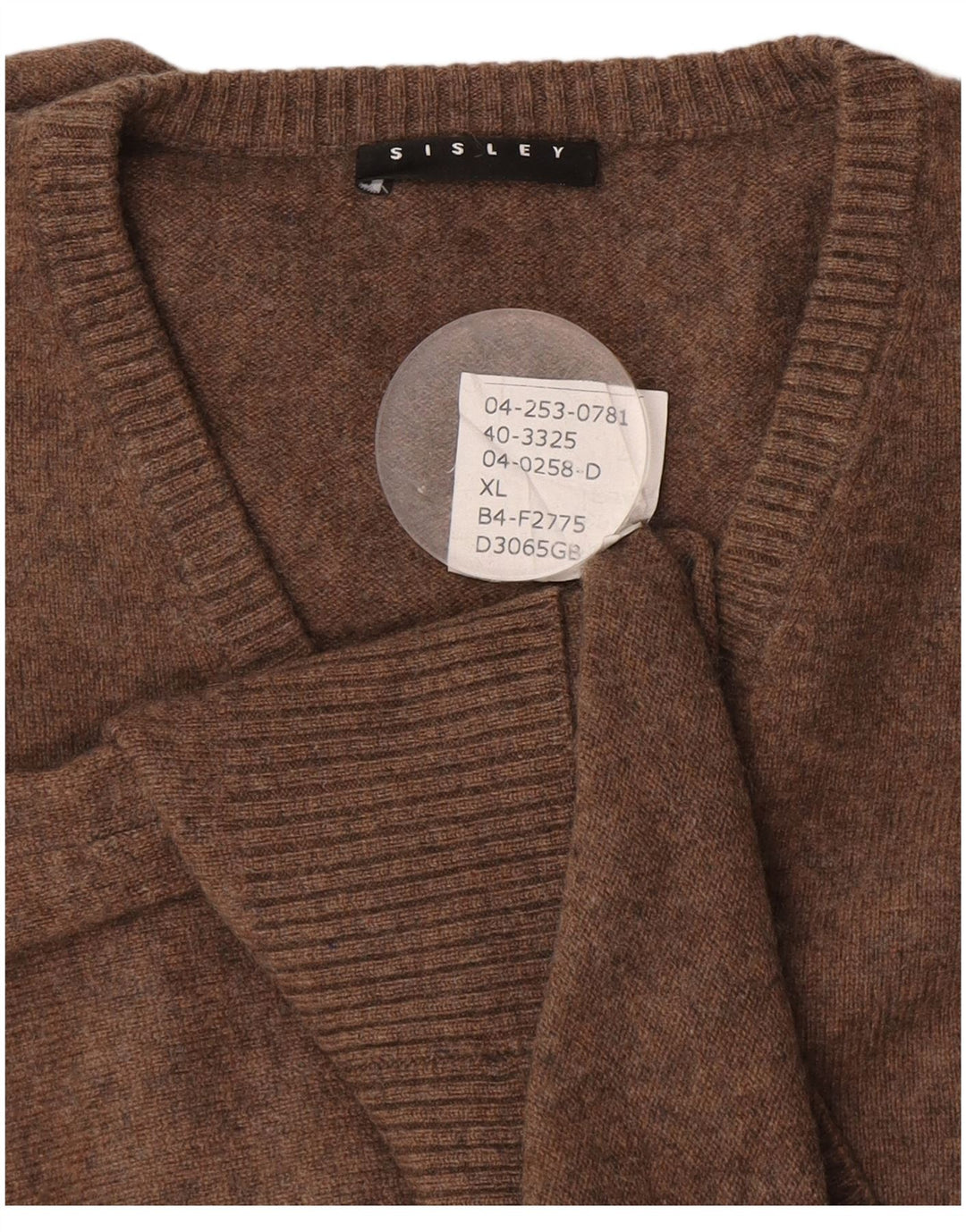 Γυναικείο πουλόβερ Sisley με V λαιμόκοψη UK 18 XL καφέ