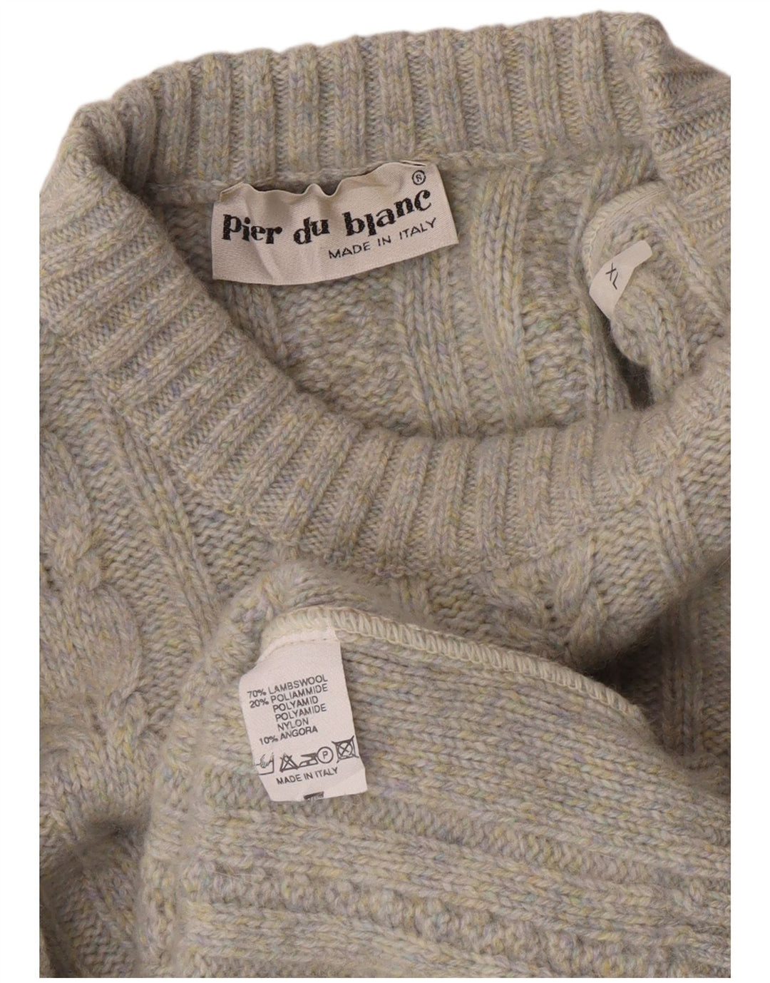 Vintage ανδρικό πουλόβερ με λαιμόκοψη XL γκρι μαλλί αρνιού