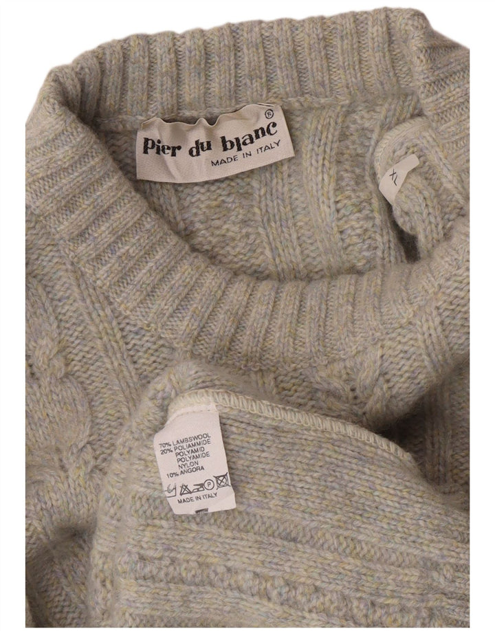 Vintage ανδρικό πουλόβερ με λαιμόκοψη XL γκρι μαλλί αρνιού